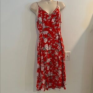 Lulu's Red Floral Midi Dress